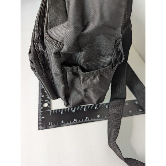 Unisex Mens Shoulder Bag Crossbody Black Nylon Strap Zip Compartments Light Pack - Picture 7 of 16